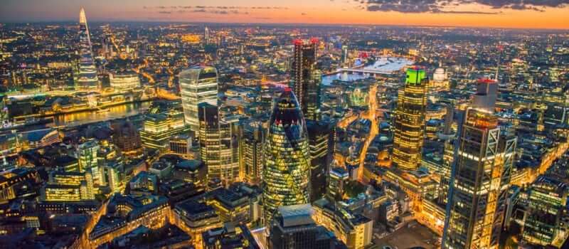 A view of the skyline of London, UK.