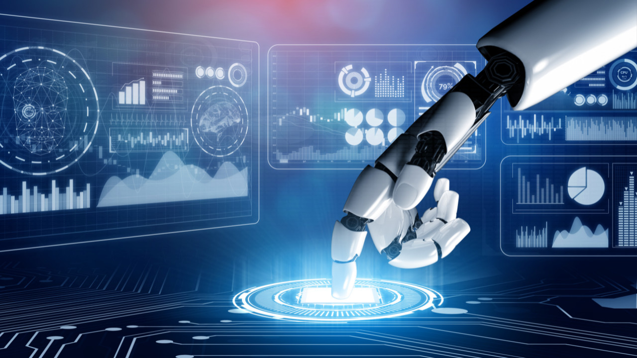 A robot touching a touch screen button