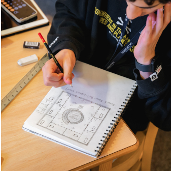 Student doing architecture ideation