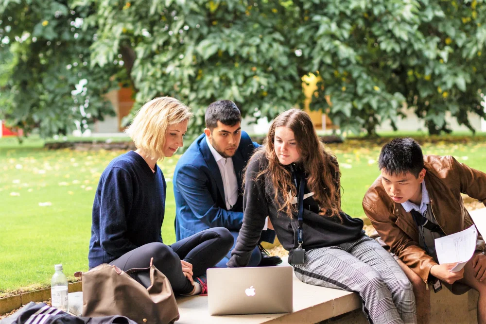 An outdoors international relations class