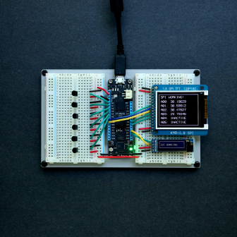 Arduino on a table.