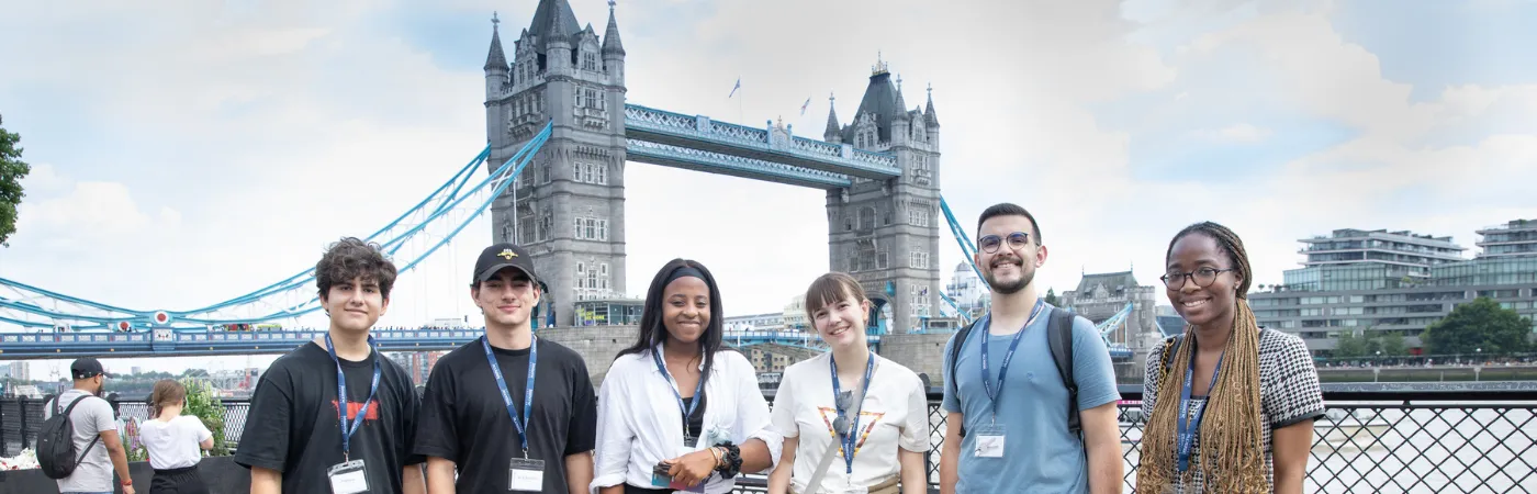 Perspective of London with a focus on skyline or architectural landmarks.