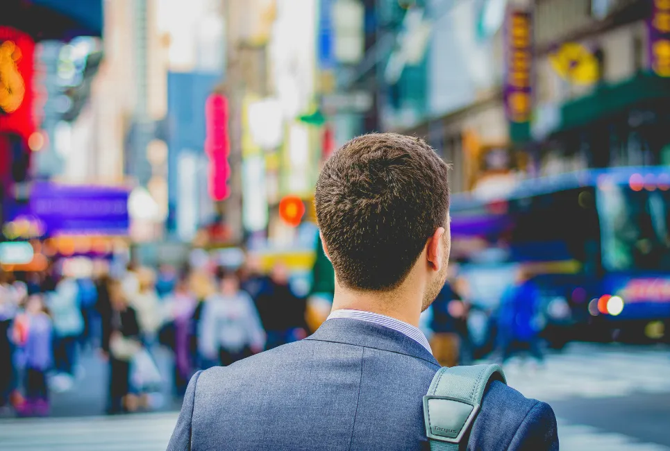 Professional in suit in the city