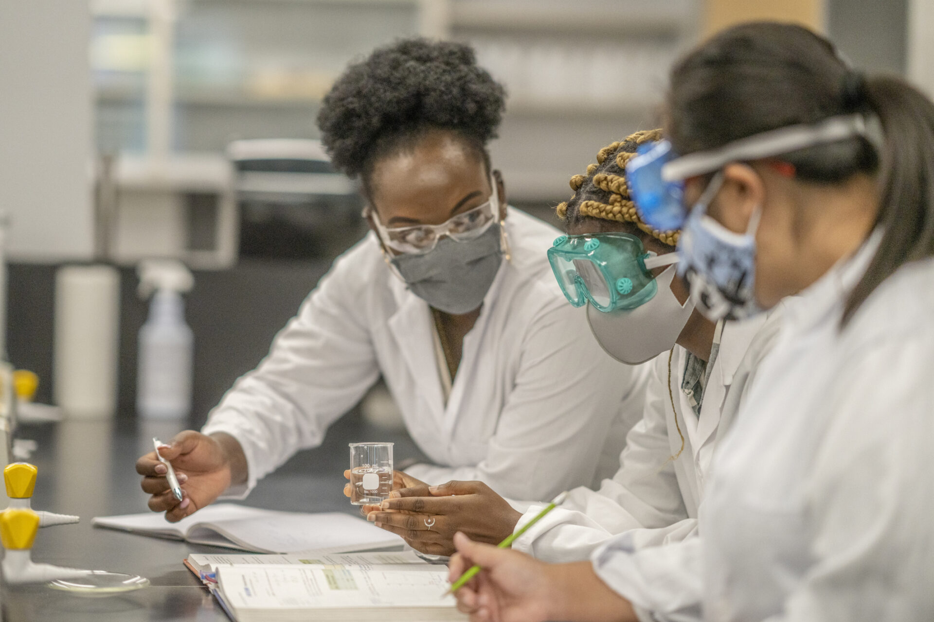Students in a lab during a chemistry class