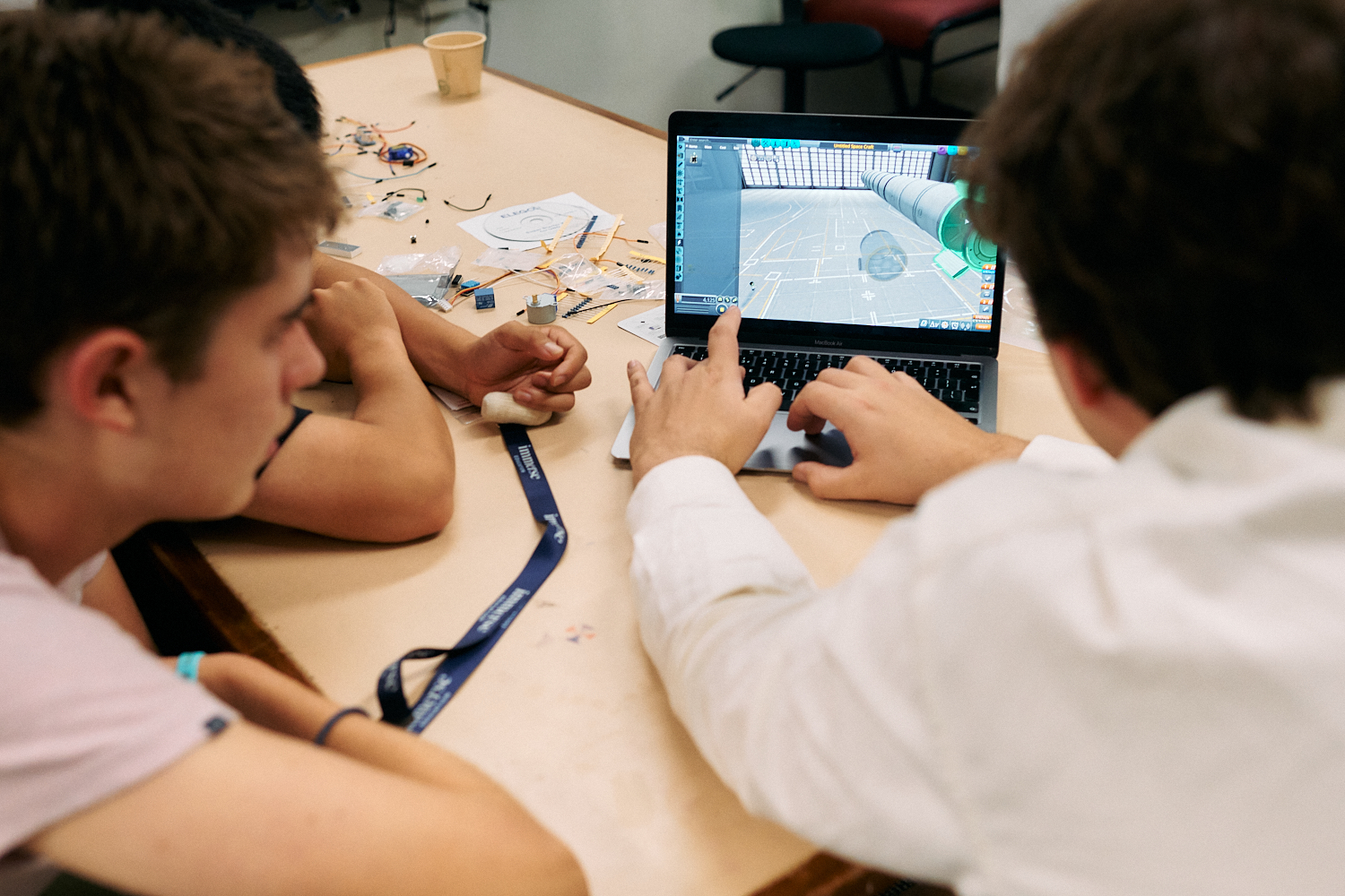 Students in a computer science class