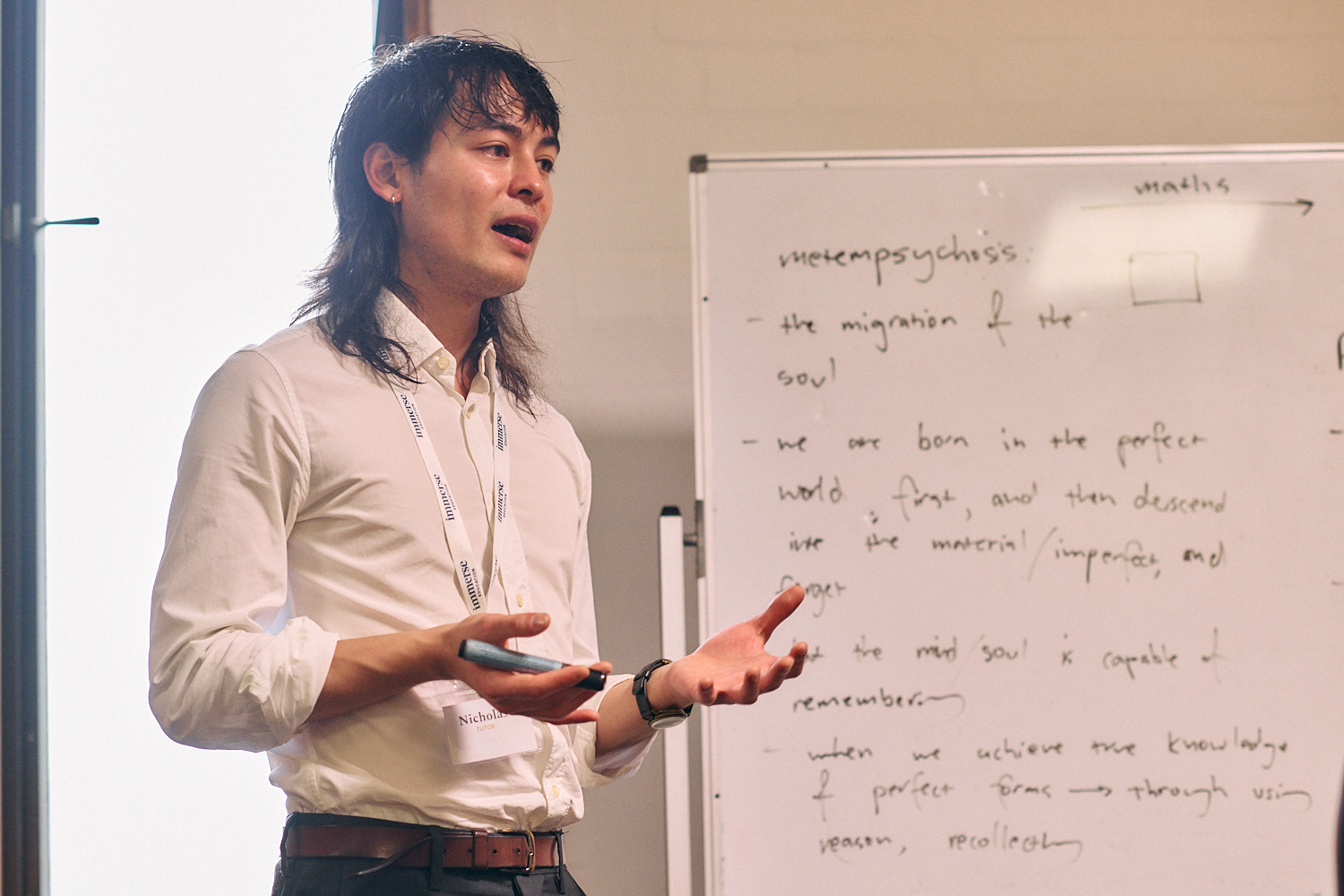Lecturer delivering a creative writing seminar