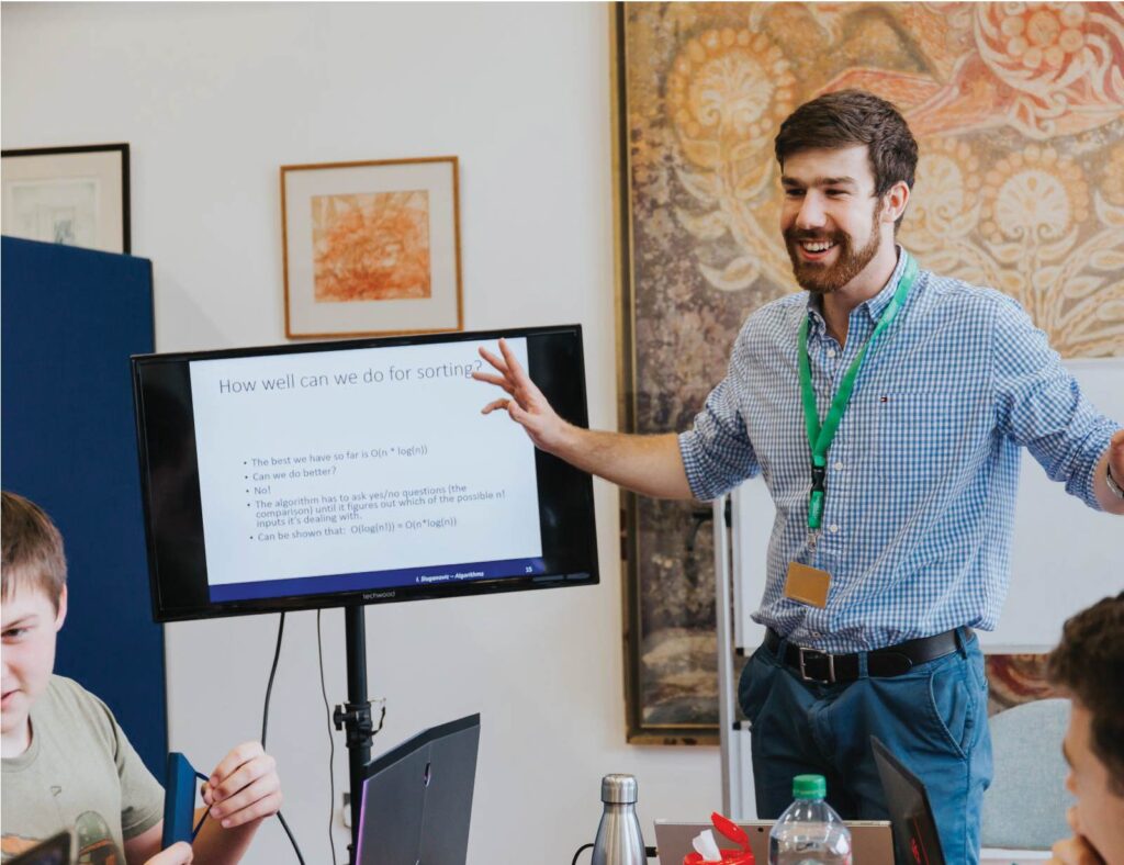 A tutor delivering a mathematics class