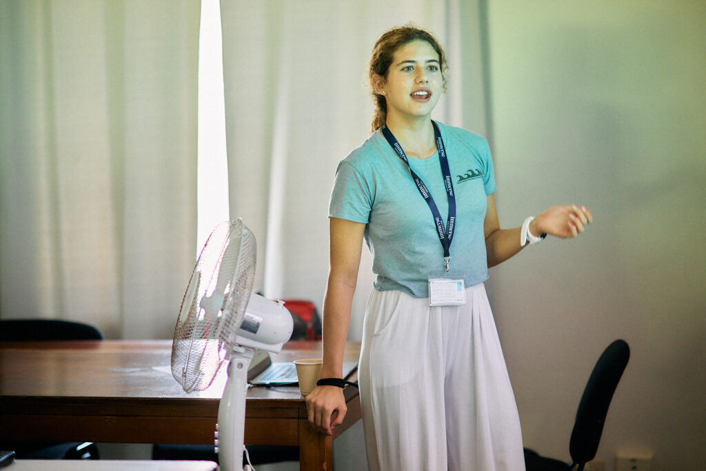 Student delivering a psychology research project